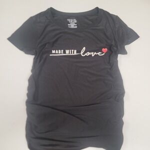 Time‎ and Tru Maternity Top Women's Small Black Made With Love Heart